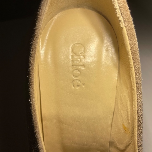 Chloe Taupe Suede Pumps Round Toe Heels - Size: 37 - Picture 4 of 8